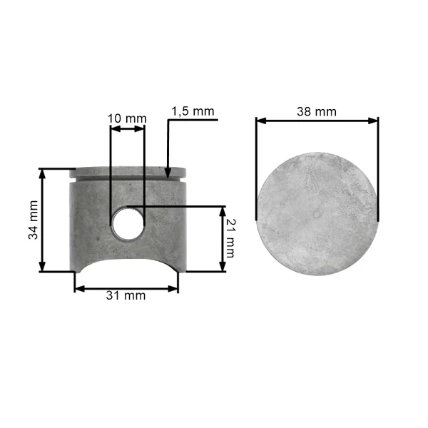 AIP kompletter Kolben für Kettensägen Oleo Mac 936 38 mm