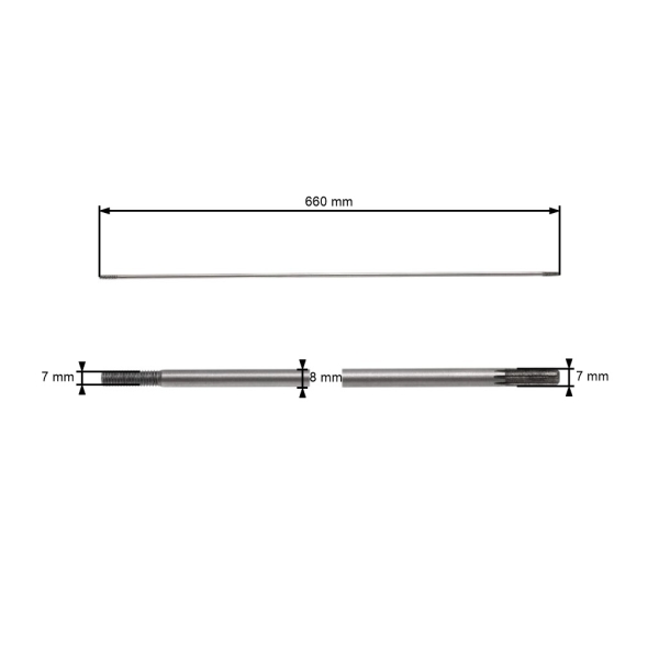 Antriebswelle für chinesische Motorsensen und Motorsensen aus dem Hobbymarkt Größe 660 mm x 8 mm x 9 Zähne