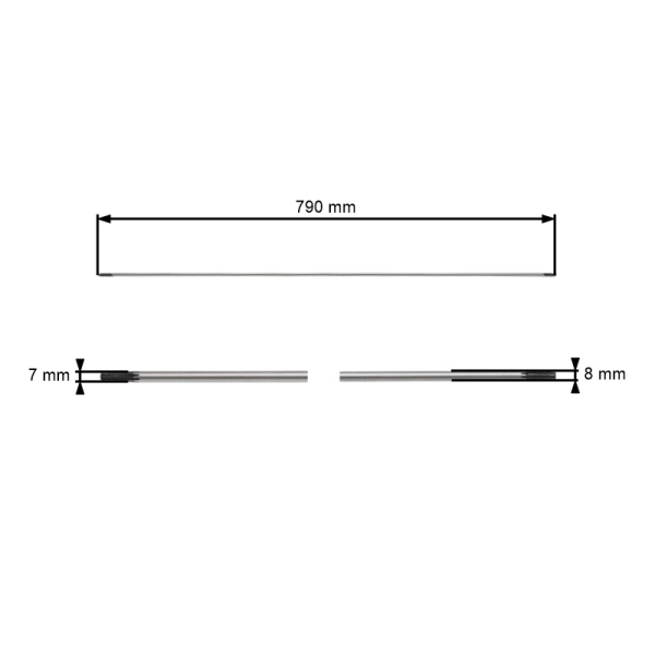 Antriebswelle für chinesische Motorsensen und Motorsensen aus dem Hobbymarkt Größe 790 mm x 8 mm x 9 Zähne