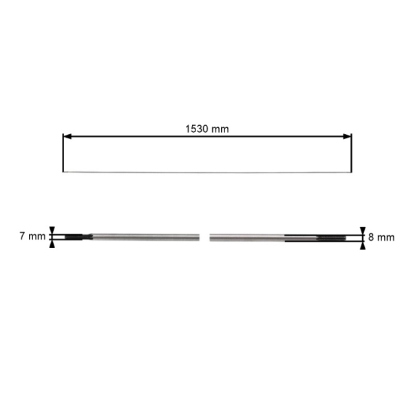 Antriebswelle für chinesische Motorsensen und Motorsensen aus dem Hobbymarkt mit den Maßen 1530 mm x 8 mm x 7 Zähne