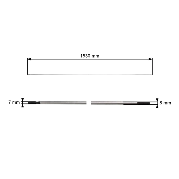 Antriebswelle für chinesische Motorsensen und Motorsensen aus dem Hobbymarkt mit den Maßen 1530 mm x 8 mm x 7 Zähne