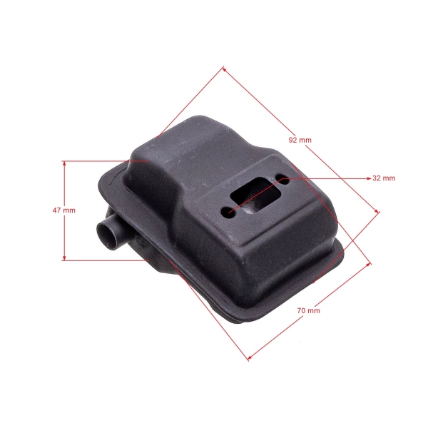 Auspuff für chinesische Motorsensen und Motorsensen aus dem Hobbymark mit einem Hubraum von 32 ccm