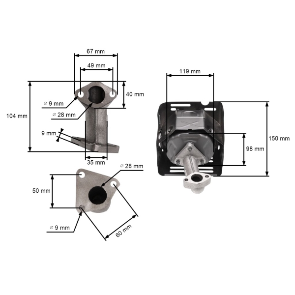 Auspuff für Honda GX240 GX270 Zongshen 177F Motoren (OEM 18310-ZE2-W00 18310-ZE2-W01)