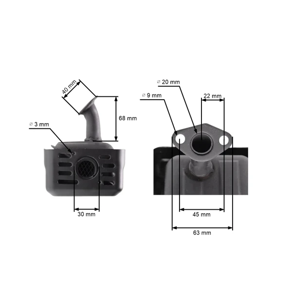 Auspuff Modell 2 für Honda GX110 Motoren GX120 GX140 GX160 Zongshen 168FB (OEM 18300-ZE1-900 18310ZF1000 18310-ZE1-000 18310-ZE1-010 18310-ZF1-000)