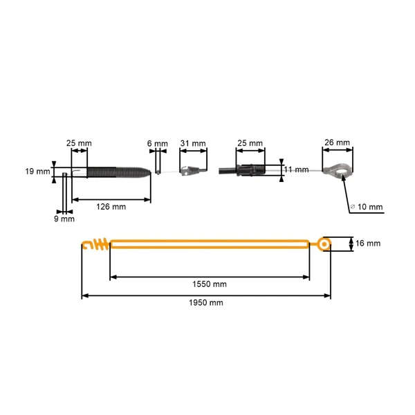 Bowdenzug Husqvarna Partner McCulloch Poulan Jonsered Kabel Kupplungs und Mähmesser (OEM 532447666 583591701)