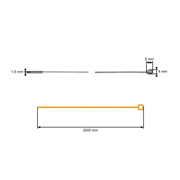 Edelstahl-Universalkabel Größe 2500 mm Typ kleines T