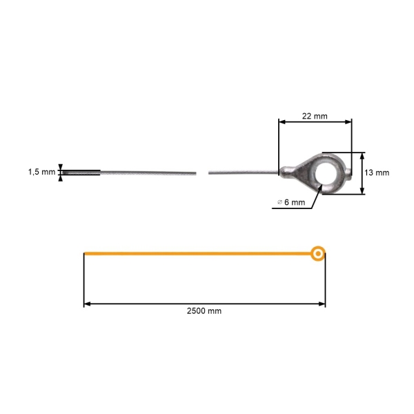 Edelstahl-Universalkabel Größe 2500 mm Typ O