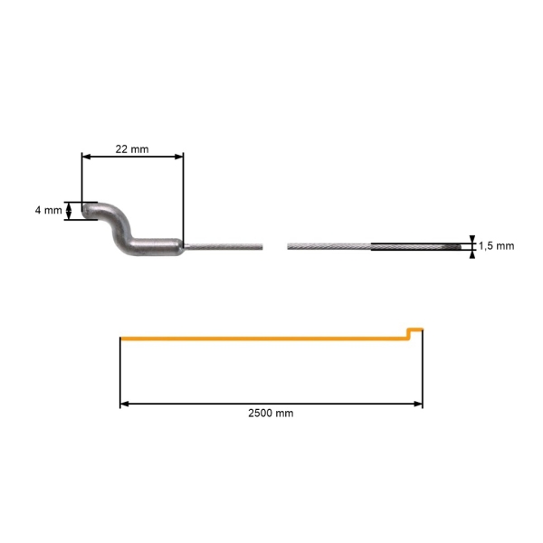 Edelstahl-Universalkabel Größe 2500 mm Typ Z