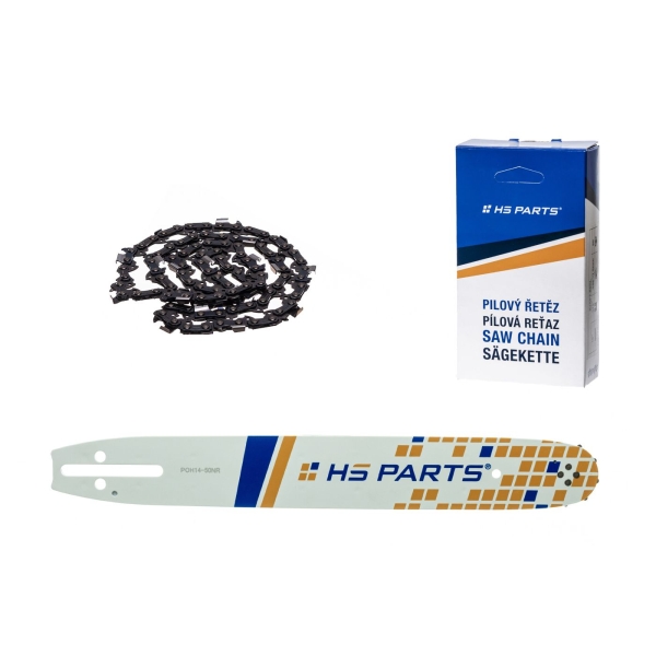Führungsschiene HS PARTS 14" (35 cm) 3/8" .050" (1,3 mm) + Sägekette 52 Glieder Vierkantzahn für Husqvarna 36 41 136 137 141 236 240 T435 335XPT 333 334 Jonsered 2035 2115 2117 2138 CS2234 CS2236T Solo 614 630 633 636