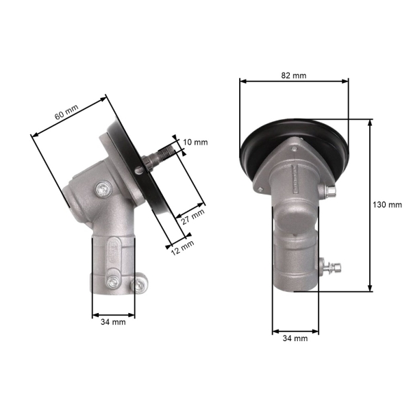 Getriebekopf für chinesische Motorsensen und Motorsensen aus dem Hobbymarkt mit Rohrdurchmesser 25,4 mm Vierkantwellenprofil