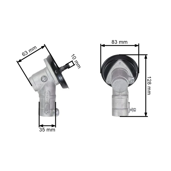 Getriebekopf für chinesische Motorsensen und Motorsensen aus dem Hobbymarkt mit Rohrdurchmesser 26 mm Schaft 7 Zähne