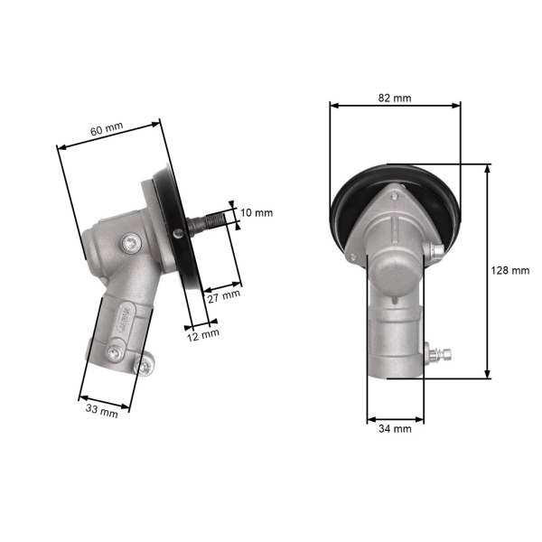 Getriebekopf für chinesische Motorsensen und Motorsensen aus dem Hobbymarkt mit Rohrdurchmesser 26 mm Vierkantwellenprofil