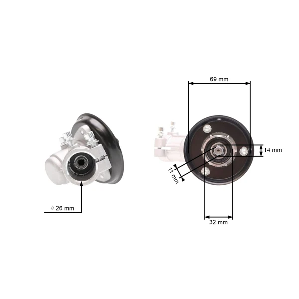 Getriebekopf für chinesische Motorsensen und Motorsensen aus dem Hobbymarkt mit Rohrdurchmesser 26 mm Vierkantwellenprofil