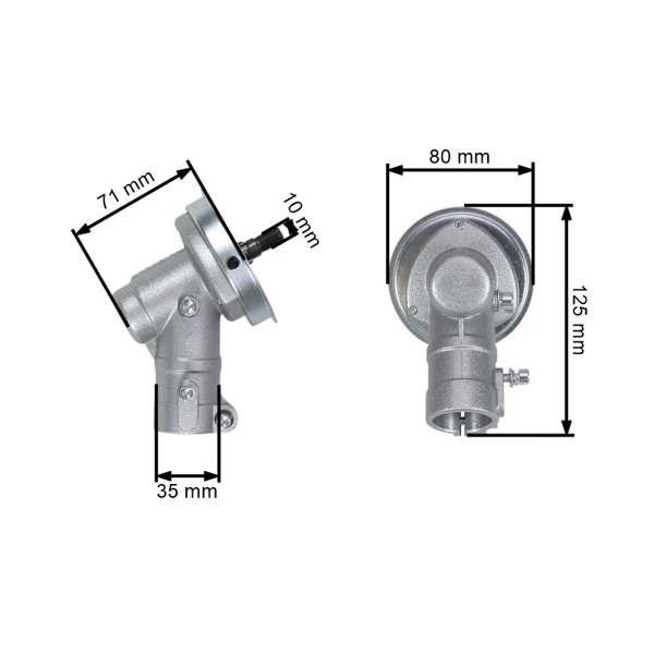 Getriebekopf für chinesische Motorsensen und Motorsensen aus dem Hobbymarkt mit Rohrdurchmesser 28 mm Schaft 7 Zähne