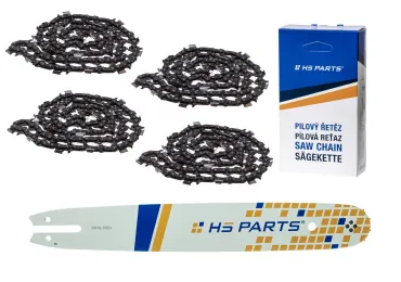 HS PARTS Action Set - Führungsschiene 16" (40 cm) .325" .050" (1,3 mm) + 4 x Sägekette 62 Gl.