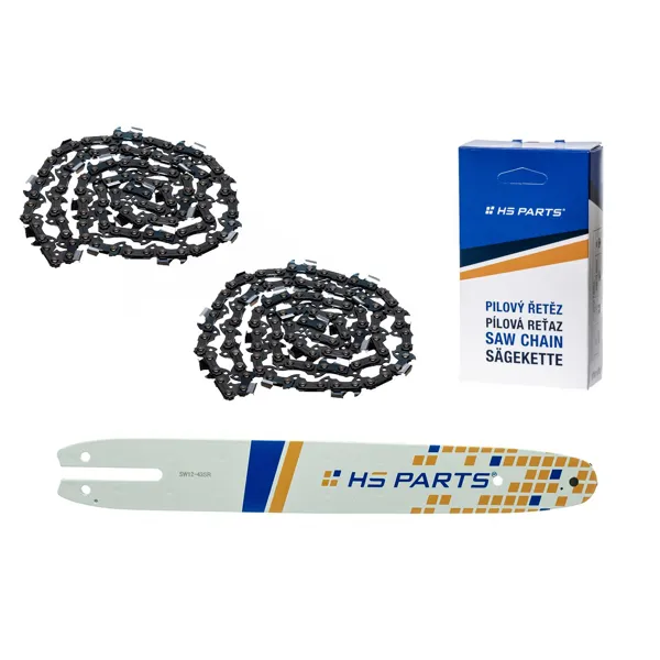 HS PARTS Führungsschiene 12" (30 cm) 3/8" .043" (1,1 mm) + 2 x Sägekette 44 Glieder Vierkantzahn für Stihl MSE140 MSE141 MSE160 MS170 MS171 MS180 MS181 MS192 MS211 MS191T MSE141 MSA200C HT101 HT70 E140 023L