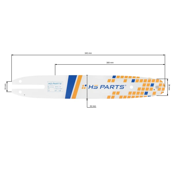 HS PARTS Führungsschiene 12" (30 cm) 3/8" .043" (1,1 mm) für Stihl 017 018 021 023 025 MSE140 MS160 MS170 MS180 MS191 MS210 MS230 MS211 MS230 MS241 MS250 E180
