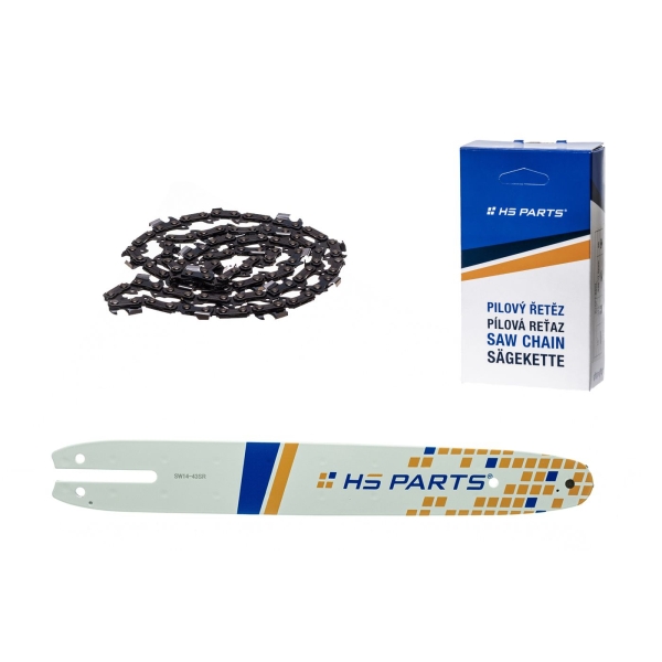 HS PARTS Führungsschiene 14" (35 cm) 3/8" .043" (1,1 mm) + Sägekette 50 Glieder für Stihl MSE140 017 018 MS170 MS180 019T HT70 HT101 MS190 E140 MS171 MSA200C