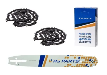 HS PARTS Führungsschiene 14" (35 cm) 3/8" .050" (1,3 mm) + 2 x Sägekette 52 Glieder Vierkantzahn für Husqvarna 36 41 136 137 141 236 240 T435 335XPT 333 334 Jonsered 2035 2115 2117 2138 CS2234 CS2236T Solo 614 630 633 636