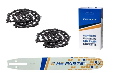 HS PARTS Führungsschiene 14" (35 cm) 3/8" .050" (1,3 mm) + 2 x Sägekette 52 Glieder Vierkantzahn für Partner 350 351 370 P420 Husqvarna T425 E16 E316 E321 Dolmar PS330 PS33 PS34 ES152 Homelite 3300 CS40 Solo 613 Oleomac GS35 GS350 931