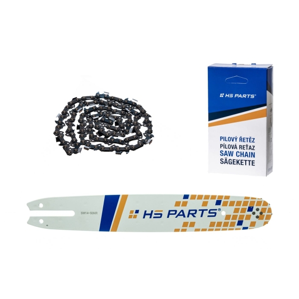 HS PARTS Führungsschiene 14" (35 cm) 3/8" .050" (1,3 mm) + Sägekette 50 Glieder Vierkantzahn für für Stihl 009 010 011 017 018 019 020 021 023 025 MS160 MS170 MS171 MS180 MS181 MS192 MS210 MS211 MS250 MS231 MS241 MS251