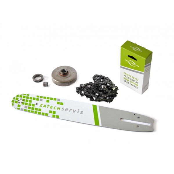 HS PARTS Führungsschiene 14" (35cm) 3/8" .050" (1,3 mm) + Sägekette 52 Glieder Vierkantzahn + Ringkettenrad Partner 350 351