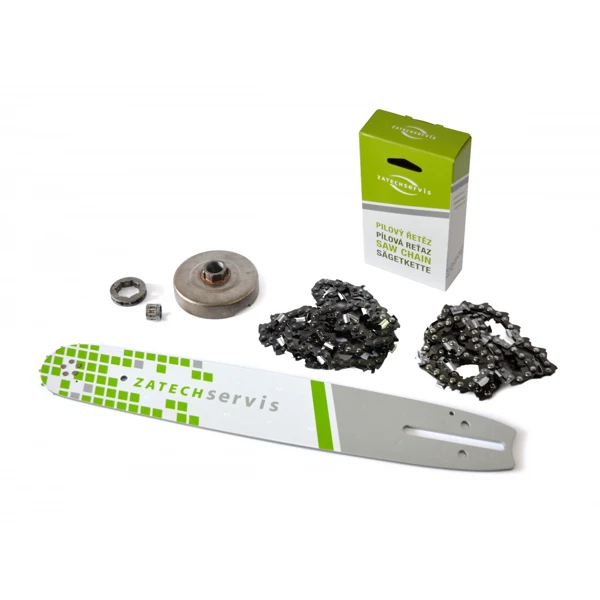 HS PARTS Führungsschiene 14" (35cm) 3/8" .050" (1,3mm) + 2x Sägekette 52 Glieder Vierkantzahn + Kettenrad Partner 350 351 370 390 420