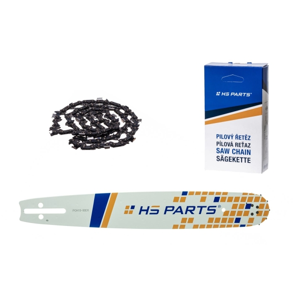 HS PARTS Führungsschiene 15" (38 cm) 3/8" .050" (1,3 mm) + Sägekette 56 Glieder Vierkantzahn für Husqvarna 40 45 55 242 246 254 257 262 340 345 351 346 357 359 455 555