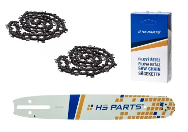 HS PARTS Führungsschiene 15" (38 cm) 3/8" .058" (1,5 mm) + 2 x Sägekette Längsschneiden 56 Glieder Rundzahn für Husqvarna 66 266 268 365 372XP 385 394 395 562XP 570 575 576XP 2100XP