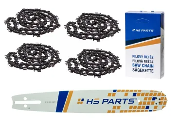 HS PARTS Führungsschiene 15" (38 cm) 3/8" .058" (1,5 mm) + 4 x Sägekette 56 Glieder Rundzahn für die Herstellung von Platten für Husqvarna 246 254 262 345 357 455 460 555 560 Jonsered 2054 CS2260 Dolmar 111 112 115 PS540 Solo 613 614 650