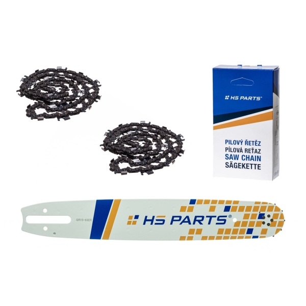 HS PARTS Führungsschiene 15" (38 cm) 3/8" .063" (1,6 mm) + 2 x Sägekette 56 Glieder Rundzahn für die Herstellung von Platten passend Stihl MS360 MS361 MS362 MS440 MS441 MS660