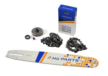HS PARTS Führungsschiene 15" (38 cm) 3/8" .063" (1,6 mm) + 2 x Sägekette 56 Glieder Vierkantzahn + Ringkettenrad für Stihl 044 046 MS341 MS361 MS362 MS440 MS441 MS460 MS461