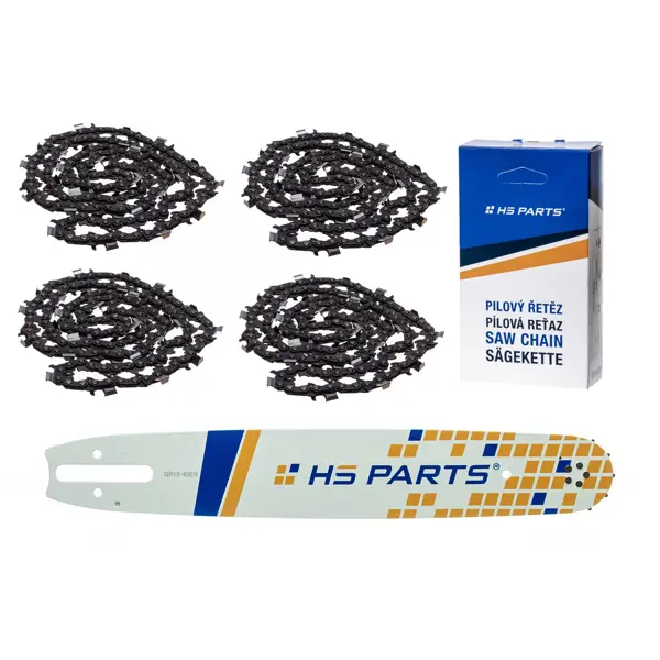 HS PARTS Führungsschiene 15" (38 cm) 3/8" .063" (1,6 mm) + 4 x Sägekette 56 Glieder Vierkantzahn für Stihl 036 038 044 066 MS290 MS310 MS390 MS440 MS441 MS460 MS640 MS650 MS660