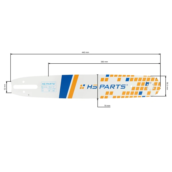 HS PARTS Führungsschiene 15" (38 cm) 3/8" .063" (1,6 mm) für Stihl 029 031 032 034 041 042 036 044 056 066 MS290 MS310 MS360 MS361 MS362 MS391 MS440 MS441 MS462 MS460 MS640 MS650 MS660 MS500i