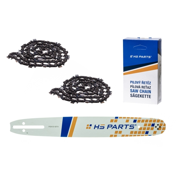 HS PARTS Führungsschiene 15" (38 cm) .325" .050" (1,3 mm) + 2 x Sägekette 64 Glieder Vierkantzahn für Husqvarna 36 55 136 154 257 262 346 357 435 445 460 Jonsered 2054 2152 2155 Dolmar 109 111 112 116 Solo 639 651 665