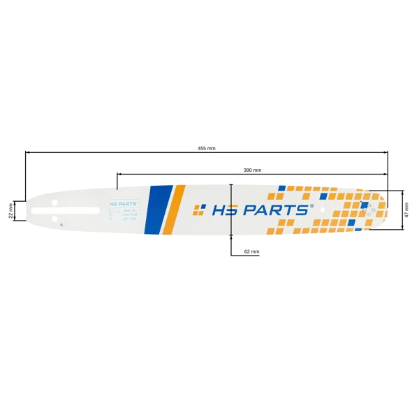 HS PARTS Führungsschiene 15" (38 cm) .325" .058" (1,5 mm) für Husqvarna 36 45 55 136 154 254 257 262 345 346 357 435 445 460 Jonsered 2054 2152 2155 CS2149W Dolmar 109 111 112 116 Oleomac 938 946 947 952 962 Solo 639 651 665