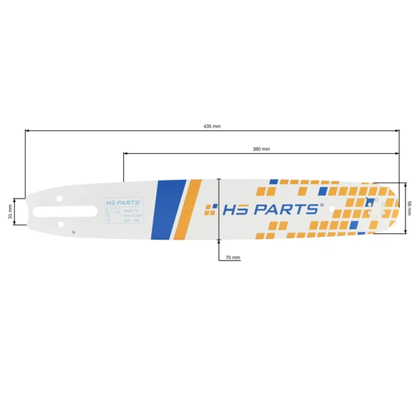 HS PARTS Führungsschiene 15" (38 cm) .325" .063" (1,6 mm) für Stihl 024 026 028 029 030 031 032 039 MS240 MS260 MS261 MS270 MS271 MS280 MS290 MS291 MS310 MS390