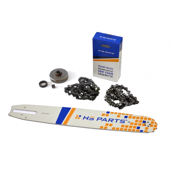 HS PARTS Führungsschiene 15" (38cm) 3/8" .063" (1,6mm) + 2 x Sägekette 56 Glieder Vierkantzahn + Ringkettenrad für Stihl 044 046 MS341 MS361 MS362 MS440 MS441 MS460 MS461