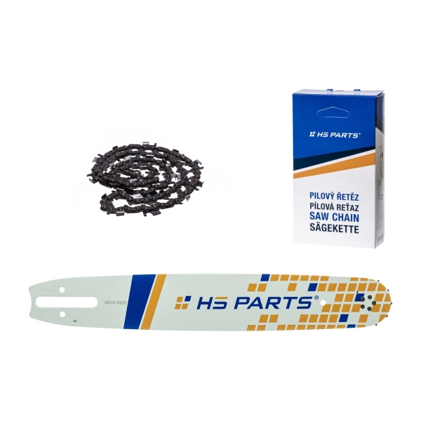 HS PARTS Führungsschiene 15" (38cm) 3/8" .063" (1.6mm) + Sägekette 56 Glieder Rundzahn für die Herstellung von Platten passend Stihl MS360 MS361 MS362 MS440 MS441 MS660