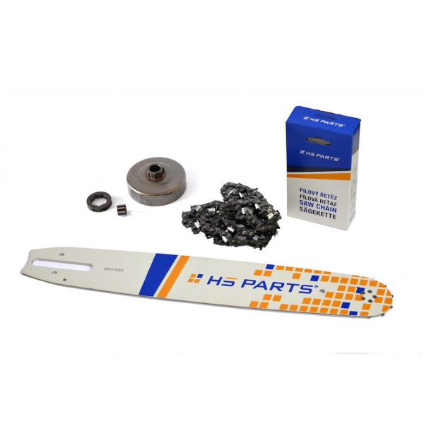 HS PARTS Führungsschiene 15" (38cm) 3/8" .063" (1,6mm) + Sägekette 56 Glieder Vierkantzahn + Ringkettenrad für Stihl 064 066 MS660