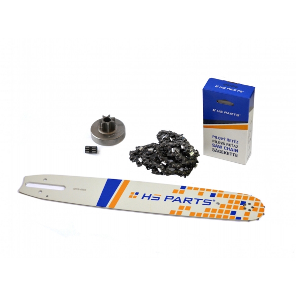 HS PARTS Führungsschiene 15" (38cm) 3/8" .063" (1,6mm) + Sägekette 56 Glieder Vierkantzahn + Ringkettenrad Stihl MS380 038
