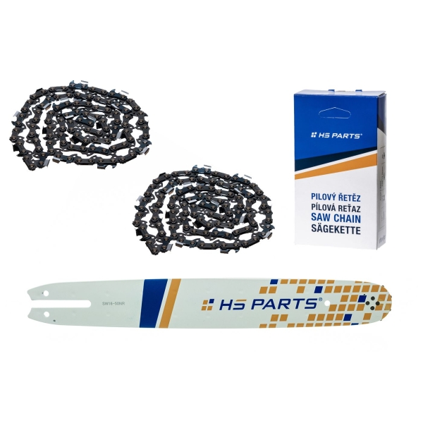 HS PARTS Führungsschiene 16" (40 cm) 3/8" .050" (1,3 mm) + 2 x Sägekette 55 Glieder Vierkantzahn für Stihl 009 010 011 017 018 019 020 021 023 025 MS160 MS170 MS171 MS180 MS181 MS192 MS210 MS211 MS250 MS231 MS241 MS251