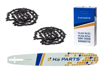 HS PARTS Führungsschiene 16" (40 cm) 3/8" .050" (1,3 mm) + 2 x Sägekette 60 Glieder Vierkantzahn für Husqvarna 246 254 262 345 357 455 460 555 560 Jonsered 2054 CS2260 Dolmar 111 112 115 PS540 Solo 613 614 650 Oleomac 162 956 962