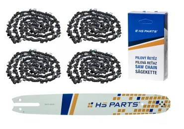 HS PARTS Führungsschiene 16" (40 cm) 3/8" .050" (1,3 mm) + 4 x Sägekette 55 Glieder Vierkantzahn für Stihl 009 010 011 017 018 019 020 021 023 025 MS160 MS170 MS171 MS180 MS181 MS192 MS210 MS211 MS250 MS231 MS241 MS251
