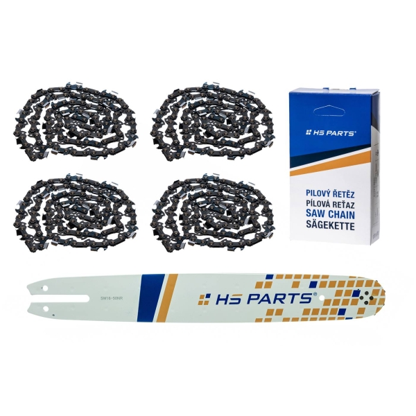 HS PARTS Führungsschiene 16" (40 cm) 3/8" .050" (1,3 mm) + 4 x Sägekette 55 Glieder Vierkantzahn für Stihl 009 010 011 017 018 019 020 021 023 025 MS160 MS170 MS171 MS180 MS181 MS192 MS210 MS211 MS250 MS231 MS241 MS251
