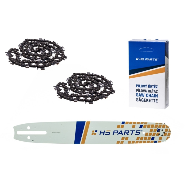 HS PARTS Führungsschiene 16" (40 cm) 3/8" .058" (1,5 mm) + 2 x Sägekette 60 Glieder Rundzahn für die Herstellung von Platten passend Husqvarna 266 268 362 365 371 372XP 395 576XP