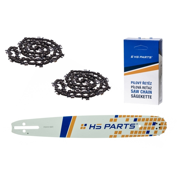 HS PARTS Führungsschiene 16" (40 cm) 3/8" .058" (1,5 mm) + 2 x Sägekette 60 Glieder Rundzahn für die Herstellung von Platten passend Husqvarna 51 55 346XP 353 357 359 455 460 560XP