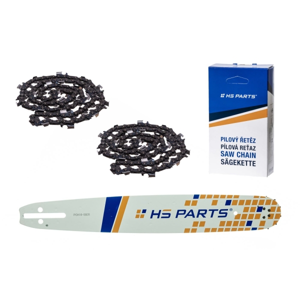 HS PARTS Führungsschiene 16" (40 cm) 3/8" .058" (1,5 mm) + 2 x Sägekette 60 Glieder Vierkantzahn für Husqvarna 40 55 242 254 262 339XP 353 357 359 T435 445 455 460 550 560XP