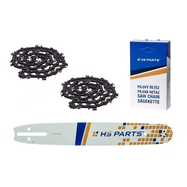 HS PARTS Führungsschiene 16" (40 cm) 3/8" .058" (1,5 mm) + 2 x Sägekette 60 Glieder Vierkantzahn für Husqvarna 66 266 268 365 372XP 385 394 395 562XP 570 575 576XP 2100XP
