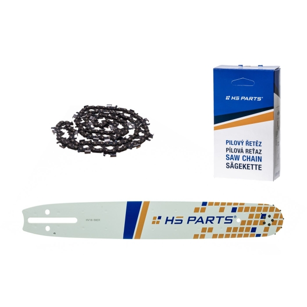 HS PARTS Führungsschiene 16" (40 cm) 3/8" .058" (1,5 mm) + Sägekette 60 Glieder Rundzahn für die Herstellung von Platten passend Husqvarna 266 268 362 365 371 372XP 395 576XP